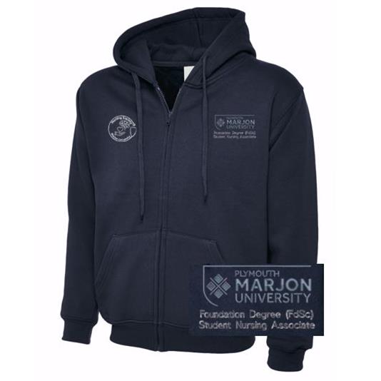 NSU & PLYMOUTH MARJON FOUND DEGREE (FDSC) STUD NURSING ASSOCIATE ZIP HOODIE NAVY XS