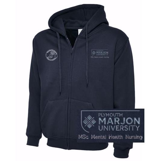 NSU & PLYMOUTH MARJON MSC MENTAL HEALTH NURSING ZIP HOODIE NAVY XS