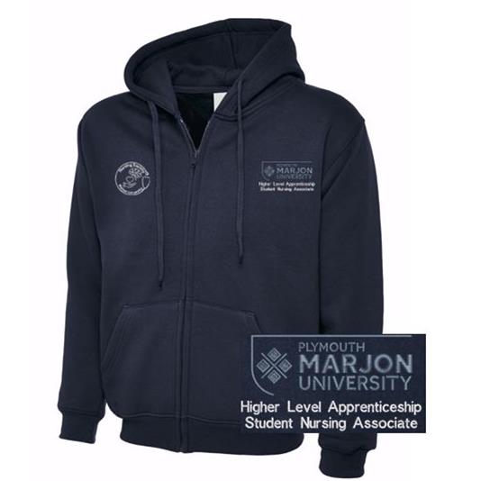 NSU & PLYMOUTH MARJON HI LEVEL APPRENTICE. STU NURSING ASSOCIATE ZIP HOODIE NAVY XS