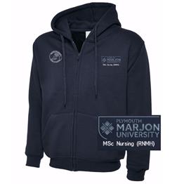 NSU & PLYMOUTH MARJON MSC NURSING (RNMH) ZIP HOODIE NAVY XS