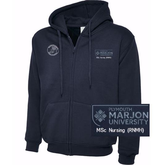 NSU & PLYMOUTH MARJON MSC NURSING (RNMH) ZIP HOODIE NAVY XS