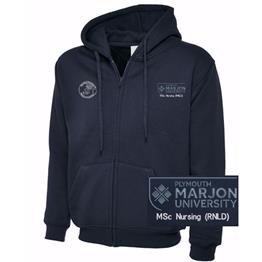NSU & PLYMOUTH MARJON MSC NURSING (RNLD) ZIP HOODIE NAVY XS