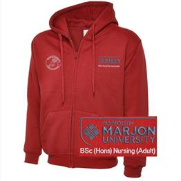 NSU & PLYMOUTH MARJON BSC (HONS) NURSING (ADULT) ZIP HOODIE RED XS