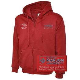 NSU & PLYMOUTH MARJON FOUND DEGREE (FDSC) STUD NURSING ASSOCIATE ZIP HOODIE RED XS