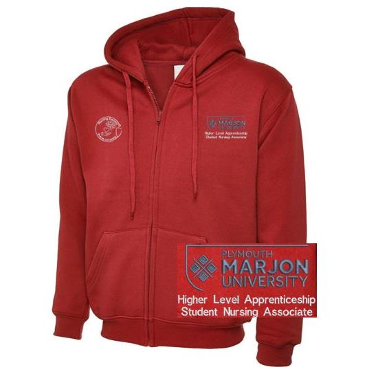 NSU & PLYMOUTH MARJON HI LEVEL APPRENTICE. STU NURSING ASSOCIATE ZIP HOODIE RED XS