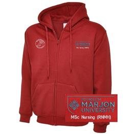 NSU & PLYMOUTH MARJON MSC NURSING (RNMH) ZIP HOODIE RED XS