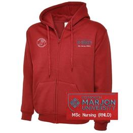 NSU & PLYMOUTH MARJON MSC NURSING (RNLD) ZIP HOODIE RED XS