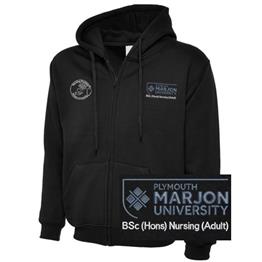 NSU & PLYMOUTH MARJON BSC (HONS) NURSING (ADULT) ZIP HOODIE BLACK XS