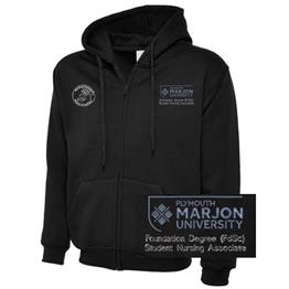 NSU & PLYMOUTH MARJON FOUND DEGREE (FDSC) STUD NURSING ASSOCIATE ZIP HOODIE BLACK XS