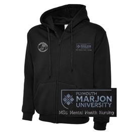 NSU & PLYMOUTH MARJON MSC MENTAL HEALTH NURSING ZIP HOODIE BLACK XS