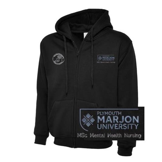 NSU & PLYMOUTH MARJON MSC MENTAL HEALTH NURSING ZIP HOODIE BLACK XS