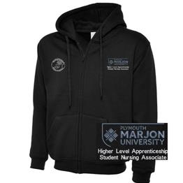 NSU & PLYMOUTH MARJON HI LEVEL APPRENTICE. STU NURSING ASSOCIATE ZIP HOODIE BLACK XS