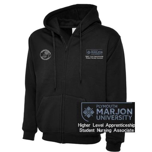 NSU & PLYMOUTH MARJON HI LEVEL APPRENTICE. STU NURSING ASSOCIATE ZIP HOODIE BLACK XS
