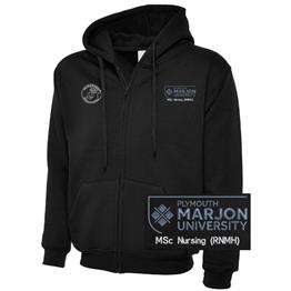 NSU & PLYMOUTH MARJON MSC NURSING (RNMH) ZIP HOODIE BLACK XS