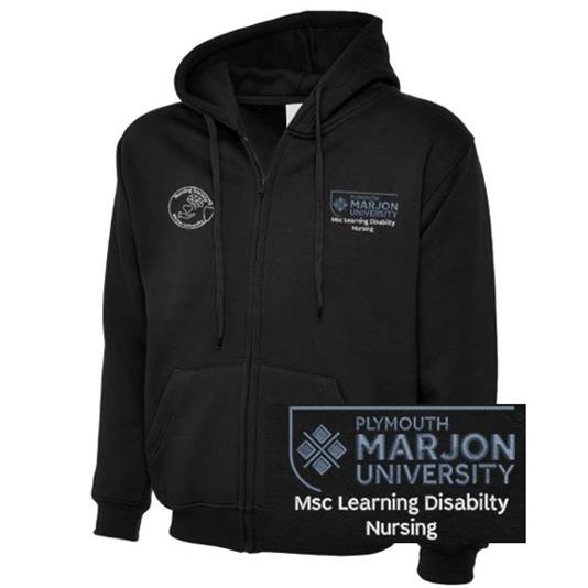 NSU & PLYMOUTH MARJON MSC LEARNING DISABILITY NURSING ZIP HOODIE BLACK XS