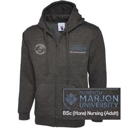NSU & PLYMOUTH MARJON BSC (HONS) NURSING (ADULT) ZIP HOODIE CHARCOAL XS