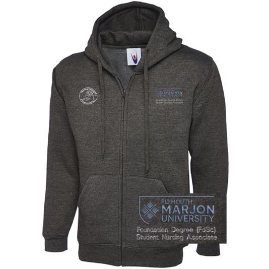 NSU & PLYMOUTH MARJON FOUND DEGREE (FDSC) STU NURS. ASSOCIATE ZIP HOODIE CHARCOAL XS