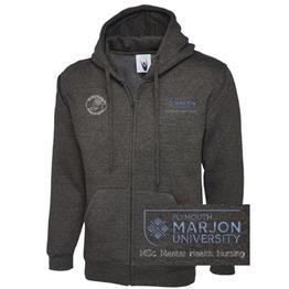 NSU & PLYMOUTH MARJON MSC MENTAL HEALTH NURSING ZIP HOODIE CHARCOAL XS
