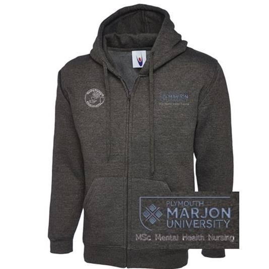 NSU & PLYMOUTH MARJON MSC MENTAL HEALTH NURSING ZIP HOODIE CHARCOAL XS