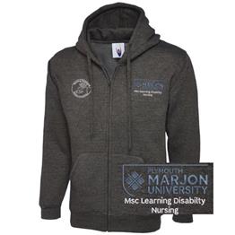 NSU & PLYMOUTH MARJON MSC LEARNING DISABILITY NURSING ZIP HOODIE CHARCOAL XS