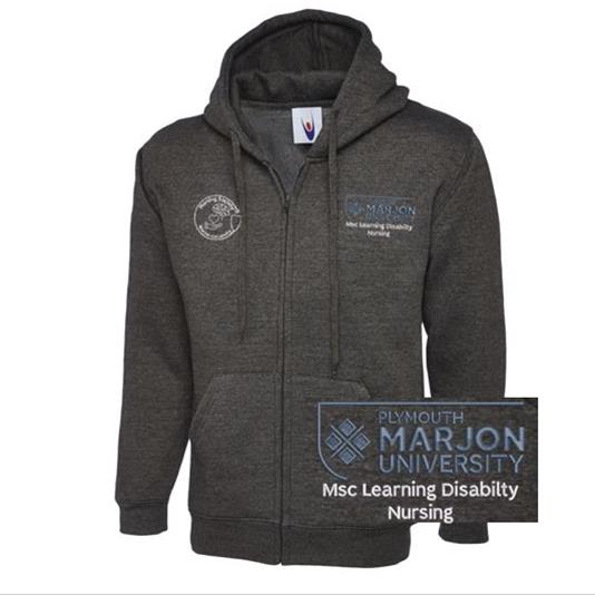 NSU & PLYMOUTH MARJON MSC LEARNING DISABILITY NURSING ZIP HOODIE CHARCOAL XS
