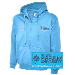 NSU & PLYMOUTH MARJON BSC (HONS) NURSING (ADULT) ZIP HOODIE SKY XS