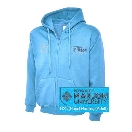 NSU & PLYMOUTH MARJON BSC (HONS) NURSING (ADULT) ZIP HOODIE SKY XS