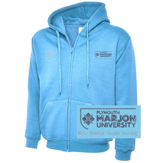 NSU & PLYMOUTH MARJON MSC MENTAL HEALTH NURSING ZIP HOODIE SKY XS