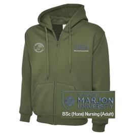 NSU & PLYMOUTH MARJON BSC (HONS) NURSING (ADULT) ZIP HOODIE OLIVE XS