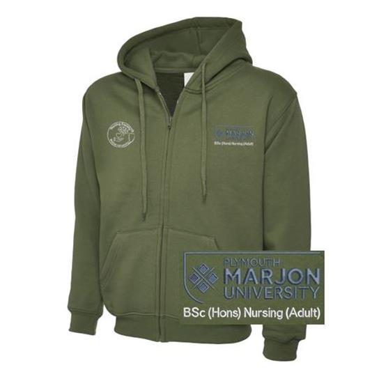NSU & PLYMOUTH MARJON BSC (HONS) NURSING (ADULT) ZIP HOODIE OLIVE XS