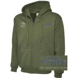 NSU & PLYMOUTH MARJON MSC MENTAL HEALTH NURSING ZIP HOODIE OLIVE XS