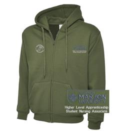 NSU & PLYMOUTH MARJON HI LEVEL APPRENTICE. STU NURS. ASSOCIATE ZIP HOODIE OLIVE XS
