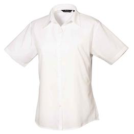 PREMIER LADIES SHORT SLEEVE POPLIN BLOUSE WHITE SIZE 6