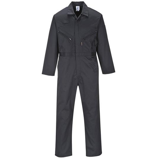 ENGINEERING LIVERPOOL ZIP FRONT COVERALL BLACK LONG S